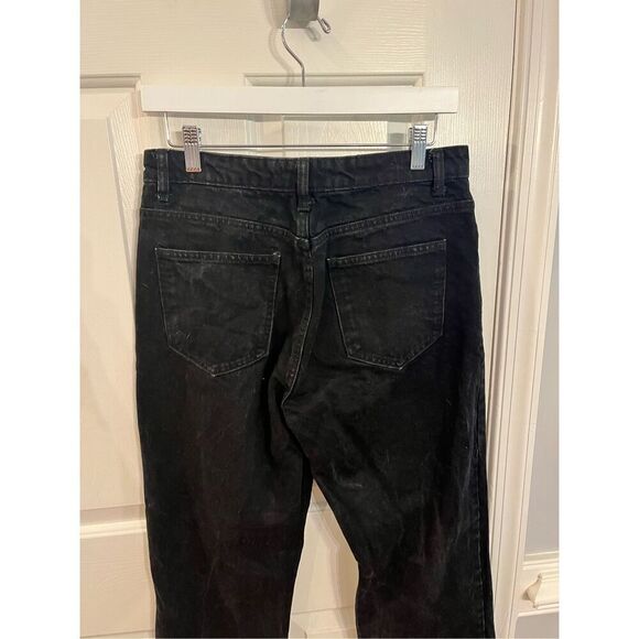 Zara Denim Black Button Fly Wide Leg Jeans sz 8 EUC - Picture 6 of 8